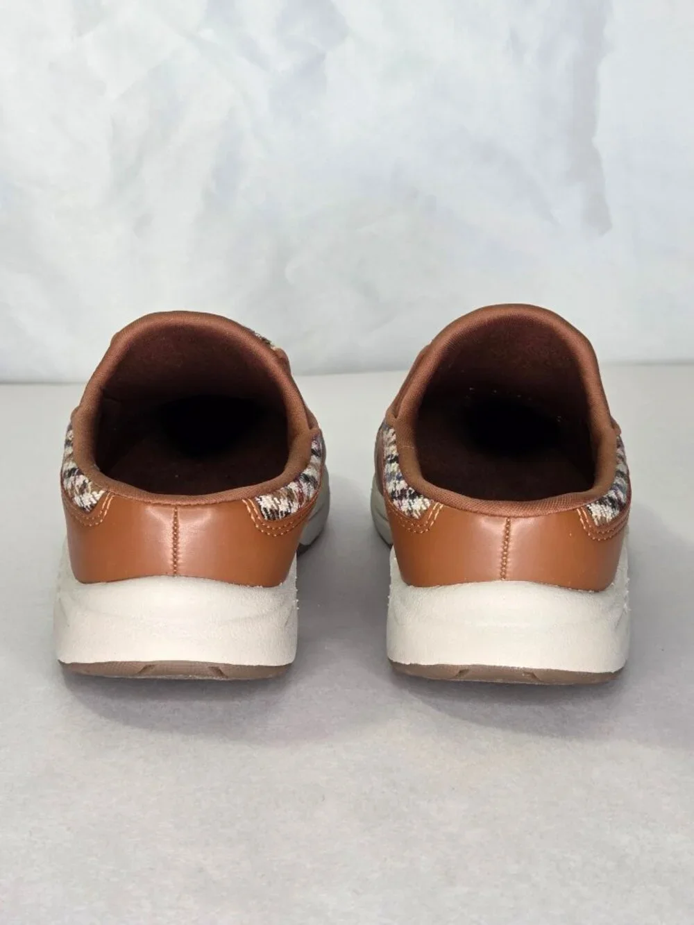 Easy Spirit Traveltime Slip on Mule Walking Sneakers - Brown Houndstooth, Size: